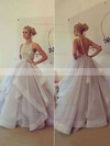 Open Back Ball Gown Organza Sweep Train Beading Sexy Prom Dresses #PDS020102394
