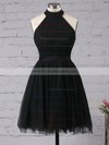 A-line High Neck Tulle Short/Mini Sashes / Ribbons Short Prom Dresses #PDS020102515