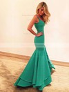 Asymmetrical Trumpet/Mermaid V-neck Tiered Jersey Newest Prom Dresses #PDS020102466