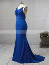 Sheath/Column Jersey Sweep Train Crystal Detailing Cowl Neck Backless Prom Dresses #PDS020102593