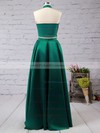 Two Piece A-line Satin Floor-length Ruffles Halter New Arrival Prom Dresses #PDS020102737