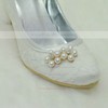 Women's Lace with Crystal Pearl Stiletto Heel Pumps Closed Toe #PDS03030002