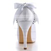 Women's Satin with Bowknot Crystal Stiletto Heel Pumps Peep Toe Platform #PDS03030004