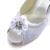 Women's Satin with Flower Crystal Stiletto Heel Pumps Peep Toe Platform #PDS03030005