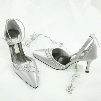 Women's Patent Leather with Buckle Crystal Stiletto Heel Pumps Closed Toe #PDS03030019