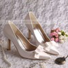 Women's Satin with Bowknot Stiletto Heel Pumps Closed Toe #PDS03030049
