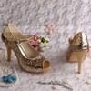 Women's Sparkling Glitter with Buckle Stiletto Heel Pumps Peep Toe #PDS03030054