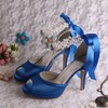 Women's Satin with Lace-up Pearl Stiletto Heel Pumps Peep Toe Platform #PDS03030056