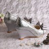 Women's Sparkling Glitter with Bowknot Wedge Heel Pumps Wedges #PDS03030058