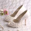 Women's Lace with Stitching Lace Stiletto Heel Pumps Sandals Peep Toe #PDS03030063