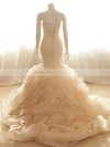 Pretty Trumpet/Mermaid Sweetheart Lace-up Tiered Organza Wedding Dresses #PDS00020555