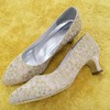 Women's Lace with Stitching Lace Spool Heel Pumps Closed Toe #PDS03030091