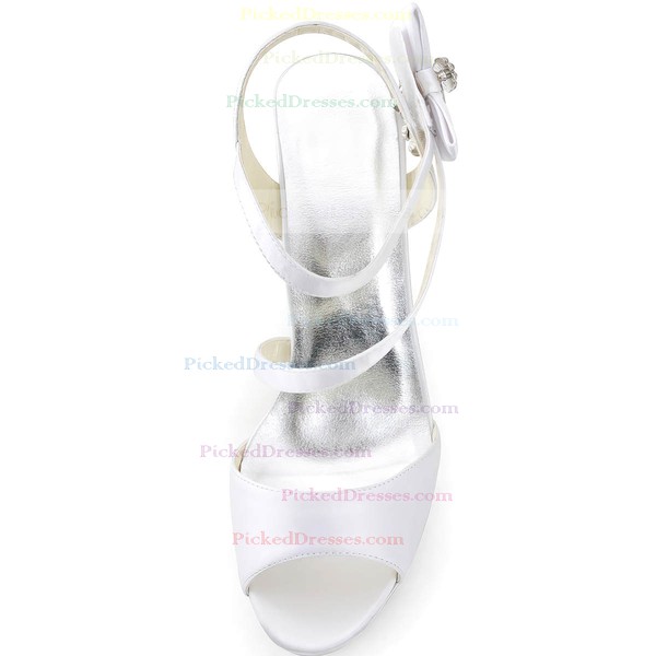 Women's Satin with Rhinestone Bowknot Stiletto Heel Pumps Sandals Platform Slingbacks #PDS03030097