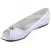 Women's Satin with Crystal Ruffles Flat Heel Peep Toe Flats #PDS03030105