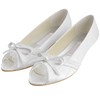 Women's Satin with Bowknot Stitching Lace Low Heel Pumps Peep Toe #PDS03030111