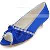 Women's Satin with Bowknot Stitching Lace Low Heel Pumps Peep Toe #PDS03030111