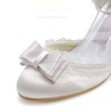 Women's Satin with Buckle Bowknot Stitching Lace Kitten Heel Pumps Closed Toe #PDS03030122