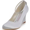 Women's Satin with Buckle Wedge Heel Closed Toe Wedges #PDS03030127