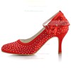 Women's Satin with Buckle Bowknot Crystal Stiletto Heel Pumps Closed Toe #PDS03030131