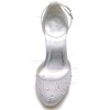 Women's Satin with Buckle Crystal Spool Heel Pumps Closed Toe #PDS03030135