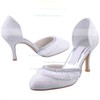 Women's Lace with Stitching Lace Crystal Stiletto Heel Pumps Closed Toe #PDS03030138