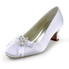 Women's Satin with Imitation Pearl Ribbon Tie Chunky Heel Pumps Closed Toe #PDS03030141