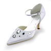 Women's Satin with Crystal Beading Buckle Spool Heel Pumps Closed Toe #PDS03030149