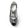 Women's Satin with Crystal Stiletto Heel Pumps Peep Toe Platform #PDS03030153
