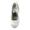 Women's Satin with Crystal Heel Imitation Pearl Stiletto Heel Pumps Closed Toe Platform #PDS03030156