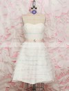 Knee-length White Organza Tiered with Sashes/Ribbons Perfect Wedding Dresses #PDS00020562