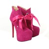 Women's Fuchsia Suede Pumps/Closed Toe/Platform with Lace-up #PDS03030191