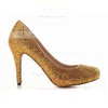 Women's Gold Suede Pumps/Closed Toe with Crystal #PDS03030202