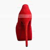 Women's Red Suede Platform/Peep Toe/Pumps with Ruched #PDS03030205