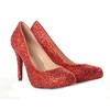 Women's Red Suede Pumps/Closed Toe with Crystal #PDS03030206