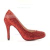 Women's Red Suede Pumps/Closed Toe with Crystal #PDS03030206