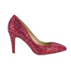 Women's Red Suede Closed Toe/Pumps with Crystal Heel/Sparkling Glitter #PDS03030211