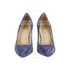 Women's Blue Suede Closed Toe/Pumps with Crystal/Crystal Heel #PDS03030212