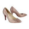 Women's Champagne Suede Closed Toe/Pumps with Crystal/Sparkling Glitter/Crystal Heel #PDS03030213