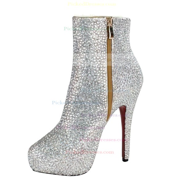 Women's Multi-color Suede Boots with Crystal Heel/Rhinestone #PDS03030215