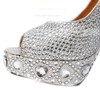 Women's Silver Sparkling Glitter Pumps/Peep Toe/Platform with Crystal Heel/Rhinestone #PDS03030220