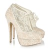 Women's Champagne Lace Pumps/Closed Toe/Platform with Ribbon Tie #PDS03030221