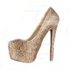 Women's Champagne Suede Platform/Pumps with Crystal/Crystal Heel #PDS03030223