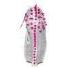 Women's Ivory Satin Peep Toe/Wedges with Crystal/Crystal Heel #PDS03030231