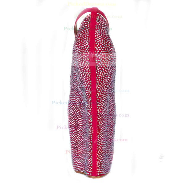 Women's Fuchsia Cloth Peep Toe/Platform/Wedges with Crystal #PDS03030232