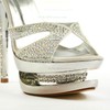 Women's Silver Suede Sandals/Peep Toe/Platform with Buckle/Crystal/Crystal Heel #PDS03030237