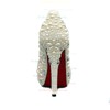 Women's White Suede Pumps/Closed Toe/Platform with Crystal/Pearl #PDS03030239