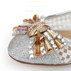 Women's Silver Suede Closed Toe/Flats with Sequin/Crystal/Others #PDS03030245