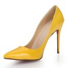 Women's Yellow Patent Leather Pumps/Closed Toe #PDS03030248