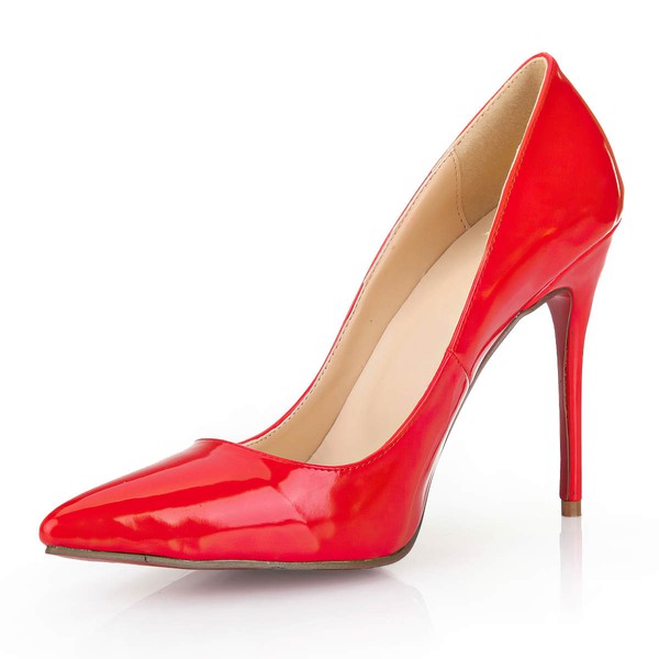 Women's Red Patent Leather Pumps/Closed Toe #PDS03030249