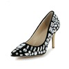 Women's Black Patent Leather Closed Toe/Pumps with Rhinestone #PDS03030256